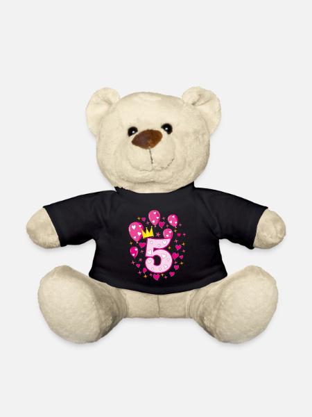 05 5 Geburtstag Mädchen Luftballons Krone Sternc - Teddy - Schwarz