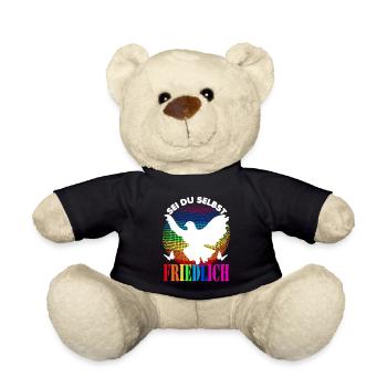 Frieden- Pace - Peace - Sei du selbst - friedlich - Teddy - Schwarz - Vorne