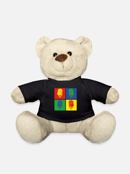 Pop Art Microphone Singer - Teddy Bear - black