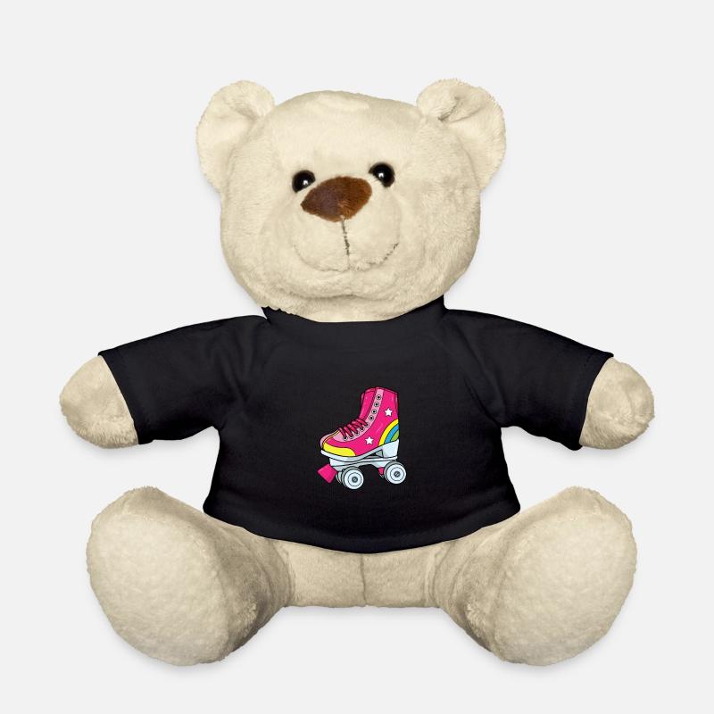 Rollschuhe - Pinker Rollschuh mit Regenbogen - Teddy - Schwarz
