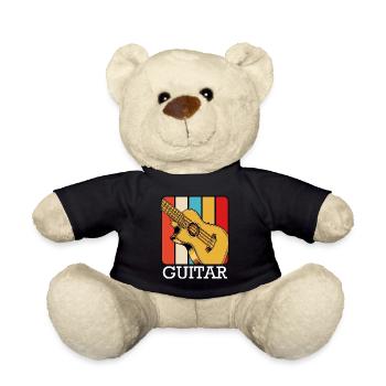 Retro Style Guitar Vintage Guitarist Gift Idea - Teddy Bear - black - Front