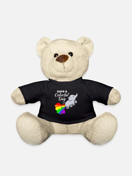 Elephant joke comic illustration rainbow - Teddy Bear - black
