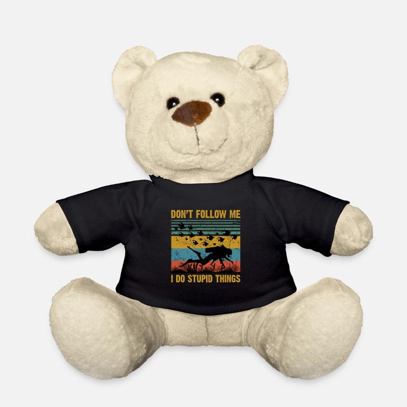 Don't Follow Me I Do Stupid Things Vintage Scuba - Teddy Bear - black