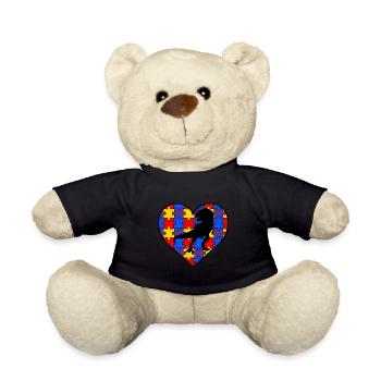AUTISM AWARENESS DINO autism gift autistic - Teddy Bear - black - Front