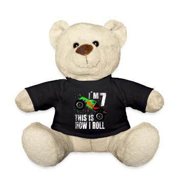 Garçon anniversaire 7 ans cadeau camion monstre - Nounours - noir - Devant
