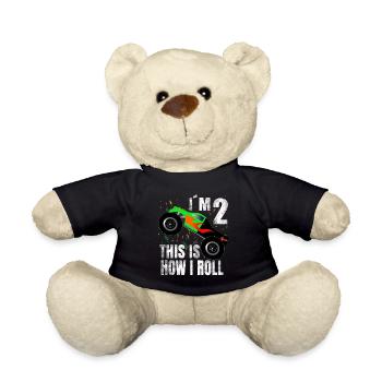 Garçon d'anniversaire 2 ans cadeau camion monstre - Nounours - noir - Devant