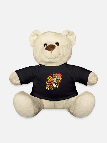 Tiger with flames - tiger lovers - Teddy Bear - black
