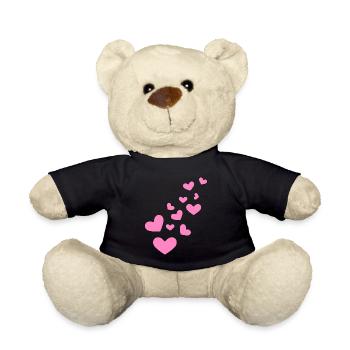 Herzchen Herz Muster Geschenk - Teddy - Schwarz - Vorne