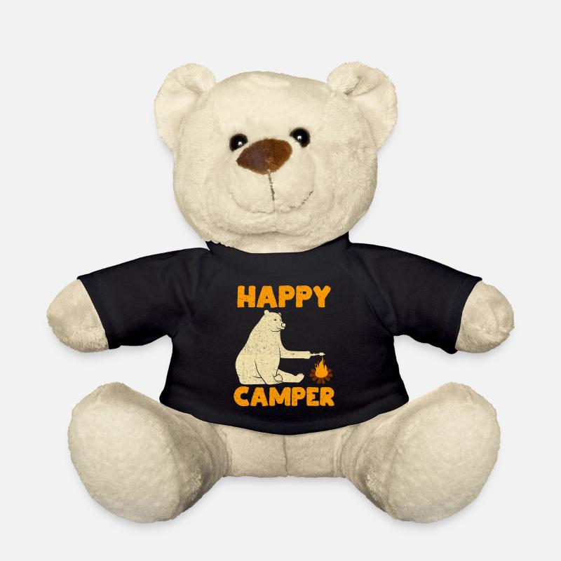 Happy Camper Bear Camping Hiking Fireplace - Teddy - Schwarz