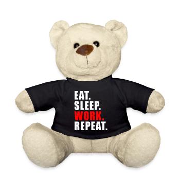 EAT SLEEP WORK REPEAT GIFT OFFICE HUMOR WORK - Teddy Bear - black - Front