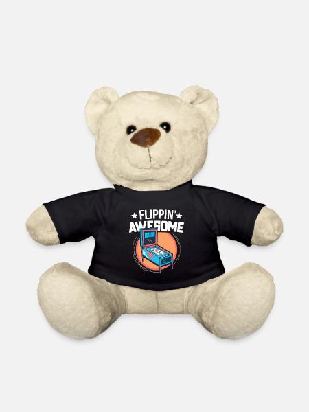 Pinball Shirt For Men Flippin' Awesome Flipping - Teddy Bear - black