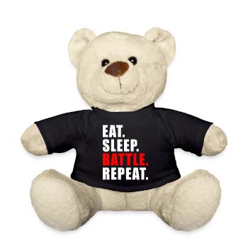EAT SLEEP BATTLE REPEAT GESCHENK GAMING BRAWL GAME - Teddy - Schwarz - Vorne