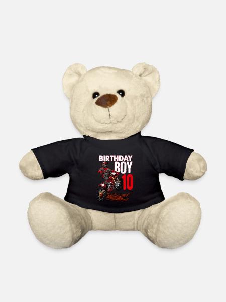 Chemise d'anniversaire motocross sur le thème de la moto 10e - Nounours - noir