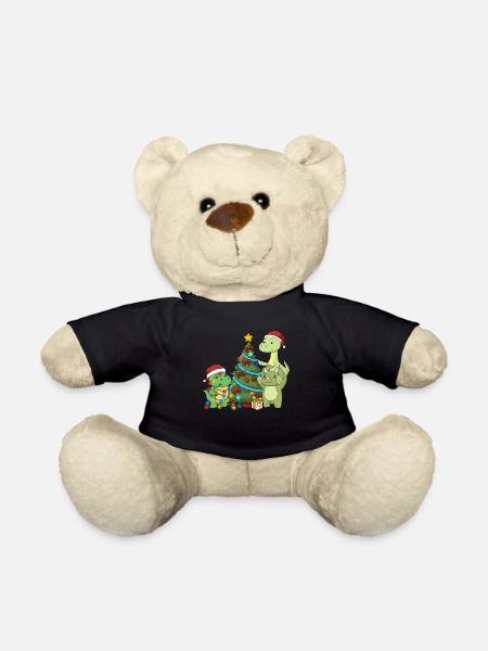 Dinosaurier Shirt Kinder Weihnachten Brachiosaurus - Teddy - Schwarz