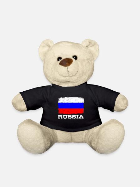 RUSSLAND FLAGGE Geschenk Russland Fahne für РОССИЯ - Teddy - Schwarz