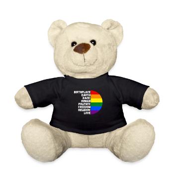 Geburtsort Religion Liebe Freiheit Leben Menschen - Teddy - Schwarz - Vorne