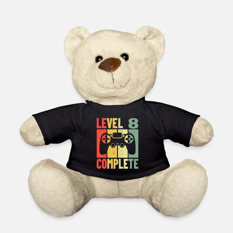 Geburtstag Gaming Gamer Zocker Level 8 Complete - Teddy - Schwarz