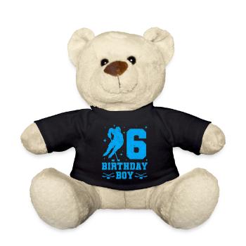 6ème anniversaire jeunes hockey enfants 6 fête - Nounours - noir - Devant