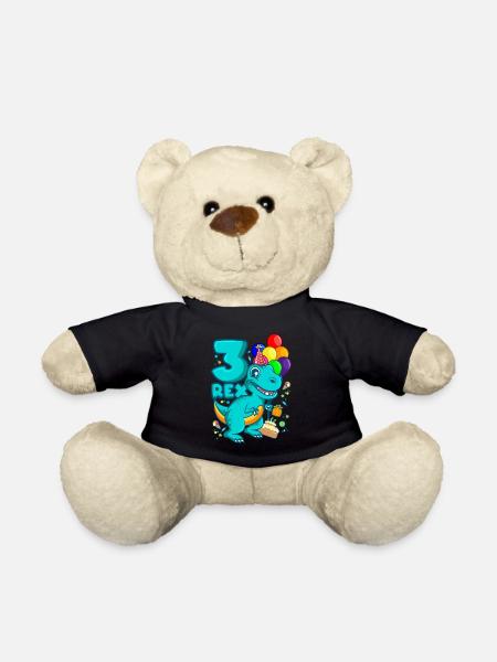 3 REX 3 Jahre DINO Geburtstag Dinosaurier - Teddy - Schwarz