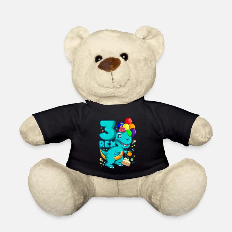 3 REX 3 Jahre DINO Geburtstag Dinosaurier - Teddy - Schwarz