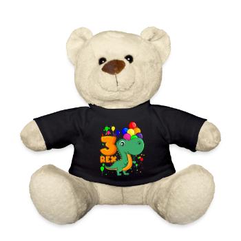 3 REX 3 ans dino anniversaire dinosaure - Nounours - noir - Devant