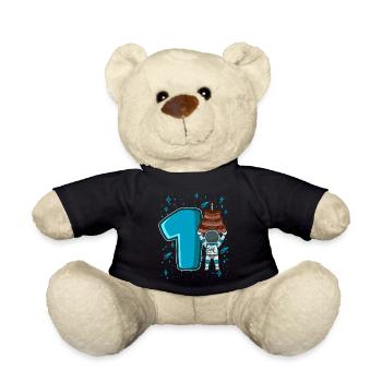 1 anniversaire jeune 1 année astronaute spatial - Nounours - noir - Devant