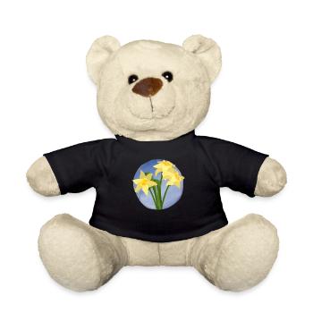 Daffodil Gardener Daffodils Flower Art - Teddy Bear - black - Front