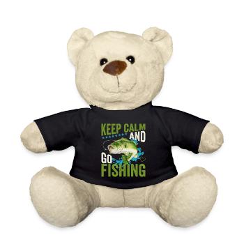 Keep Calm And Go Fishing Funny Bass Fishing - Teddy Bear - black - Front