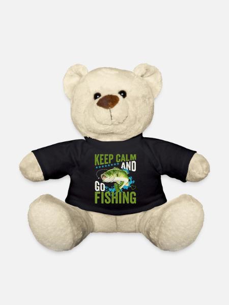 Keep Calm And Go Fishing Funny Bass Fishing - Teddy Bear - black