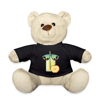 Apple juice with sunglasses - Teddy Bear - black - Front