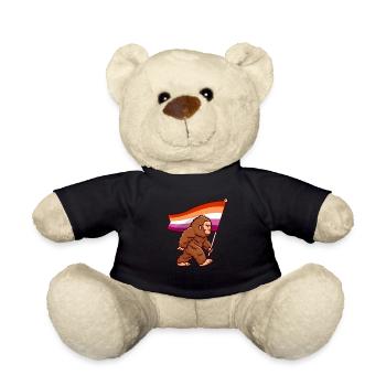 Bigfoot Lesbian Pride Flag Colors Sasquatch LGBTQ - Teddy Bear - black - Front