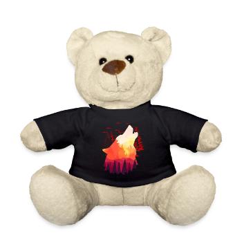 Heulender Wolf Sonnenuntergang Natur Mond - Teddy - Schwarz - Vorne
