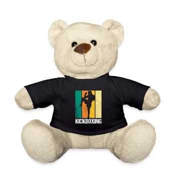Retro Kickboxing Kickboxer Fighting MMA Fighter - Teddy Bear - black - Front
