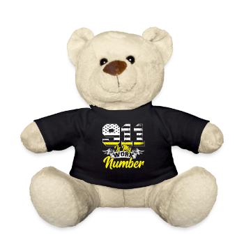 Is My Work Number Police Dispatcher Thin Yellow - Teddy Bear - black - Front