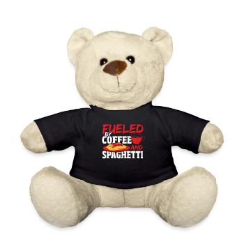 Fueled By Coffee and Spaghetti Italian Pasta - Teddy Bear - black - Front