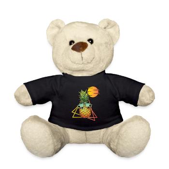 80s Retro Pineapple - Teddy Bear - black - Front
