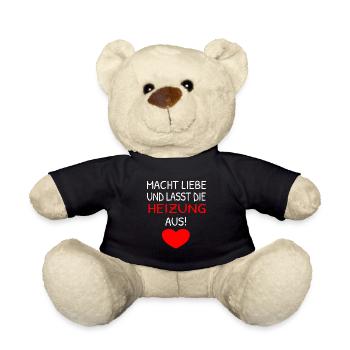 Winter Heizung Kalt Kuscheln Energie Krise T-Shirt - Teddy - Schwarz - Vorne