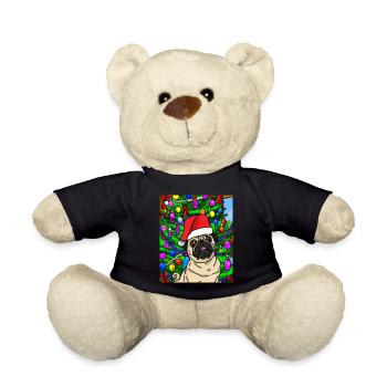 Carlin avec casquette de Noël Propriétaires de chiens de Noël - Nounours - noir - Devant