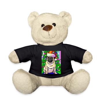 Carlin avec casquette de Noël Propriétaires de chiens de Noël - Nounours - noir - Devant