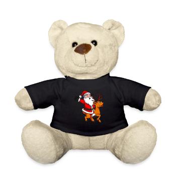 Santa Claus rides reindeer - Teddy Bear - black - Front