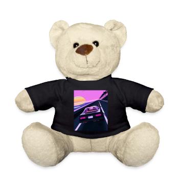 Vaporwave Aesthetic Sports Car Coucher de soleil - Nounours - noir - Devant