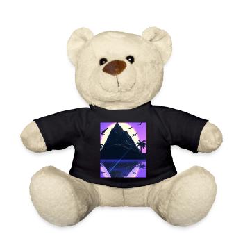 Vaporwave Aesthetic Island Palm Mountains - Teddy Bear - black - Front