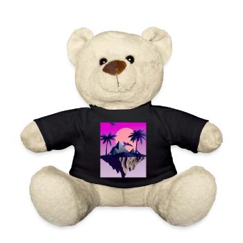 Vaporwave Aesthetic Fliegende Insel - Teddy - Schwarz - Vorne