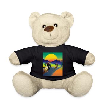 Vaporwave Aesthetic Sonnenuntergang Berge - Teddy - Schwarz - Vorne