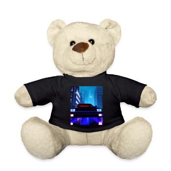 Vaporwave Aesthetic Auto Night Skyscraper - Teddy Bear - black - Front