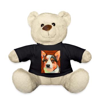 Corgi Portrait Cubism Dog - Teddy Bear - black - Front
