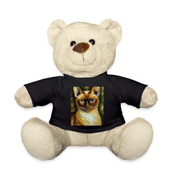 Siam Katzen Portrait Gustav Klimt Style Katze - Teddy - Schwarz - Vorne