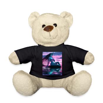 Mermaid Portrait 80s Retro - Teddy Bear - black - Front