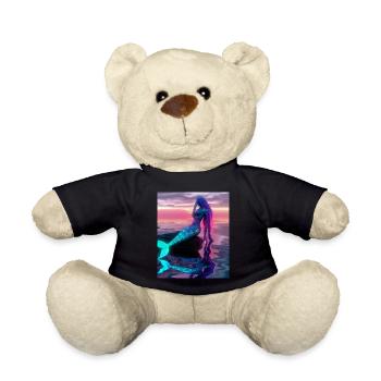 Mermaid Portrait 80s Retro - Teddy Bear - black - Front