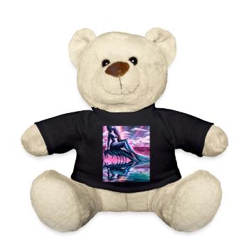 Mermaid Portrait 80s Retro - Teddy Bear - black - Front